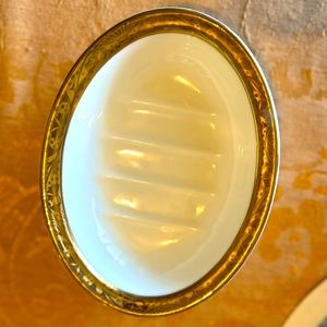 Hadida English Fine Bone China Soap Dish Bathroom Collection Gold/Gilded Rim